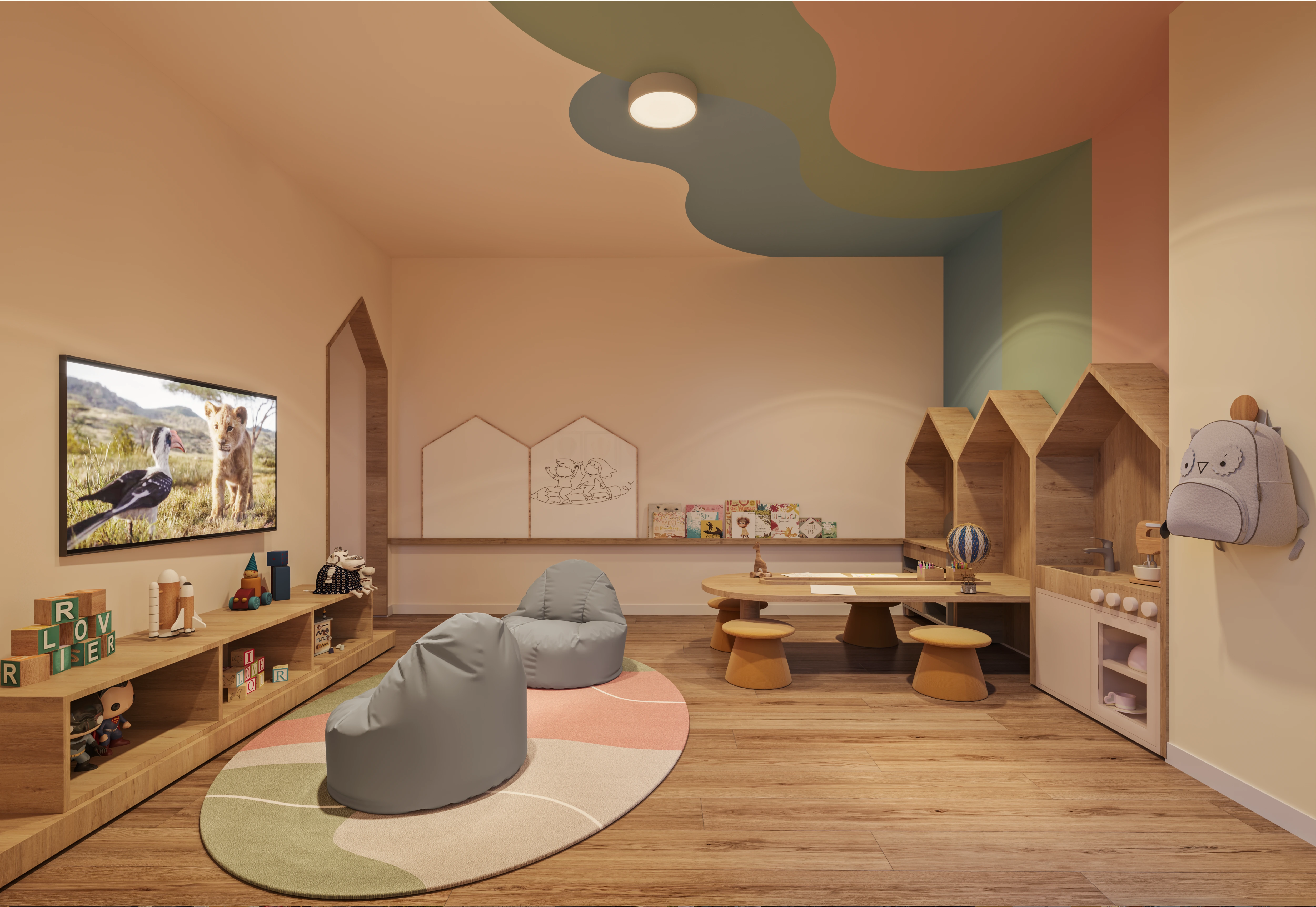 Área de convivência com acabamento de alto padrão